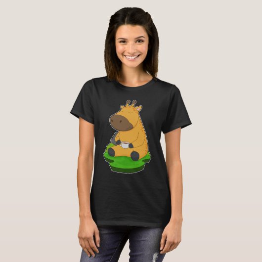 Giraffe Coffee Cup T-shirt (Voorkant volledig)