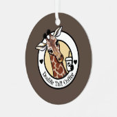 Giraffe Coffee Lover KiniArt™️ Metalen Ornament (Voorkant links)