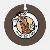 Giraffe Coffee Lover KiniArt™️ Metalen Ornament (Achterkant)