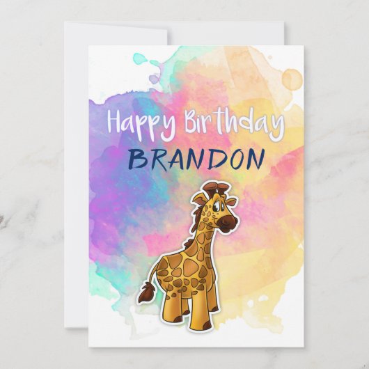 Giraffe Colorful Birthday Card Kaart (Voorkant)