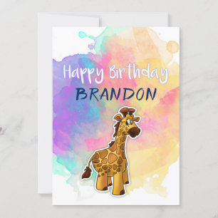 Giraffe Colorful Birthday Card Kaart