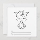 Giraffe Coloring Page Girl Kaart Valentijnsdag (Achterkant)