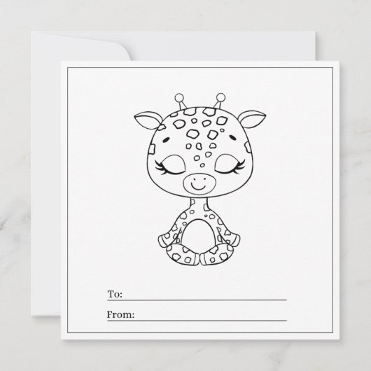 Giraffe Coloring Page Girl Kaart Valentijnsdag (Achterkant)
