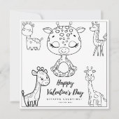 Giraffe Coloring Page Girl Kaart Valentijnsdag (Voorkant)