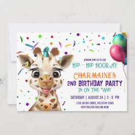 Giraffe Confetti Kids Verjaardagsfeest Kaart