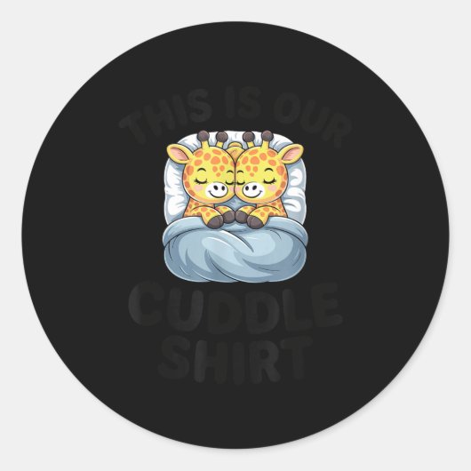 Giraffe Couple Cute Love This Is Our Cuddle  Ronde Sticker (Voorkant)