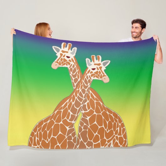 Giraffe Couple Fleece Blanket (In situ)