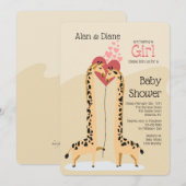 Giraffe Couple Girl Baby shower Uitnodiging (Voorkant / Achterkant)