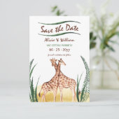 Giraffe Couple Save the Date Notice (Staand voorkant)