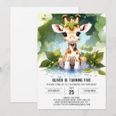 Giraffe Custom Kids Verjaardag Kaart (Voorkant / Achterkant)