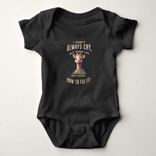 Giraffe Cute Baby Bodysuit "Ik huilen niet altijd" (Voorkant)