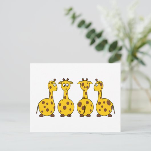 Giraffe Cute Cartoon Briefkaart (Staand voorkant)