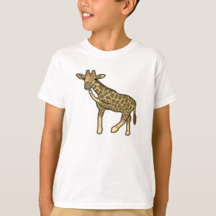 Giraffe Cute Hand-Drawn Cartoon Animal bij het lac T-shirt
