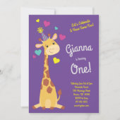 Giraffe Cute Kinderen 1e verjaardag Girls Kaart (Voorkant)