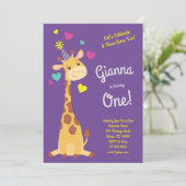 Giraffe Cute Kinderen 1e verjaardag Girls Kaart (Staand voorkant)