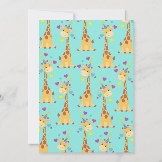 Giraffe Cute Kinderen 1e verjaardag Girls Kaart (Achterkant)