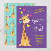 Giraffe Cute Kinderen 1e verjaardag Girls Kaart (Voorkant / Achterkant)