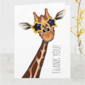 Giraffe Dank Je Wel Vouwbare Wenskaart Kaart (Gele Bloem)
