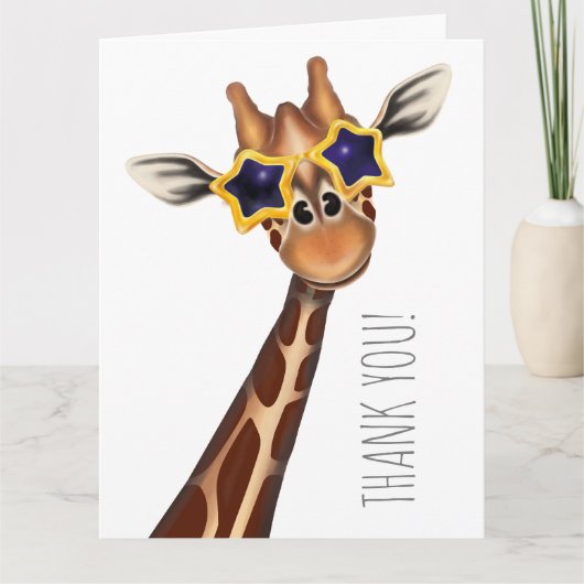 Giraffe Dank Je Wel Vouwbare Wenskaart Kaart (Voorkant)