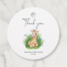 Giraffe - Dank u baby shower Bedankjes Labels