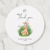 Giraffe - Dank u baby shower Bedankjes Labels (Voorkant)