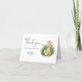 Giraffe - Dank u baby shower Bedankkaart