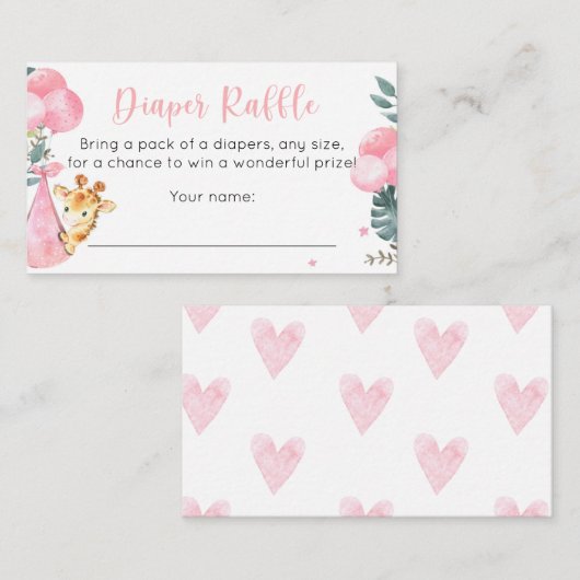 Giraffe Dappere Raffle-kaarten voor babymeisjes Visitekaartje (Voorkant / Achterkant)