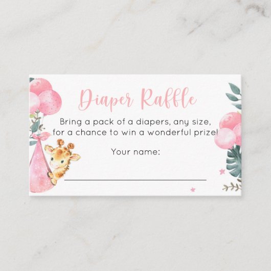 Giraffe Dappere Raffle-kaarten voor babymeisjes Visitekaartje (Voorkant)