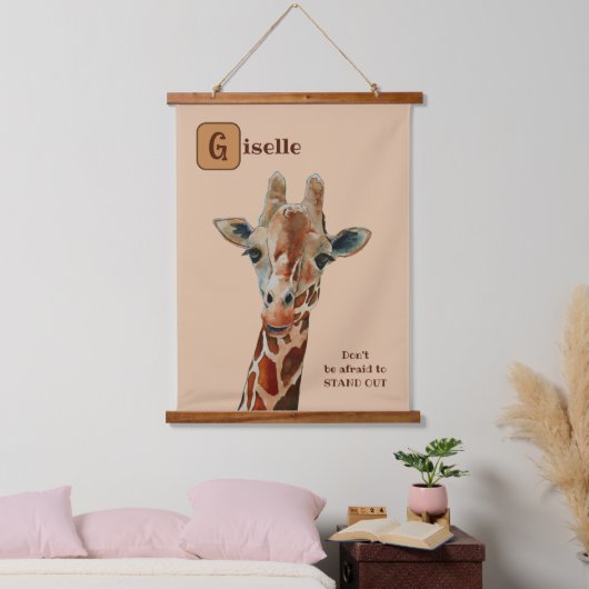Giraffe das Safari Tier Aquarell Hangend Wandkleed (Slaapkamer)