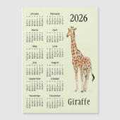 Giraffe Design 2026 Calendar Magnetic Card (Voorkant)