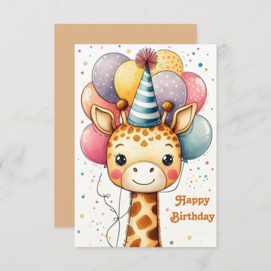 Giraffe Design Verjaardag Kaart (Voorkant / Achterkant)