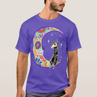 Giraffe Dia de Los Muertos Skeleton T-shirt