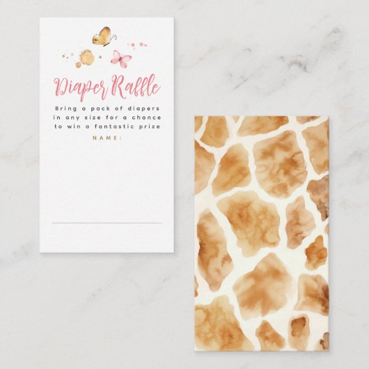 Giraffe Diaper Raffle Baby shower Tickets Informatiekaartje (Voorkant / Achterkant)