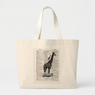 Giraffe dictionary Art Grote Tote Bag