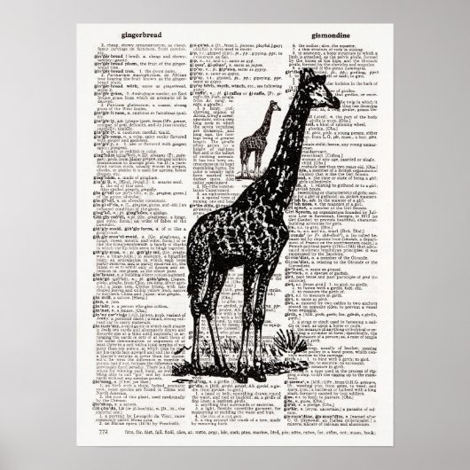 Giraffe dictionary Art Poster (Voorkant)