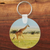 Giraffe die de Masai Mara-vlakten in Kenia loopt Sleutelhanger (Voorkant)