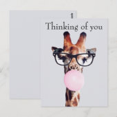 Giraffe die een bril draagt Denken aan jou Briefkaart (Voorkant / Achterkant)