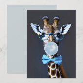 Giraffe die een bril dragen, boog stropdas blazen  bedankkaart (Voorkant / Achterkant)