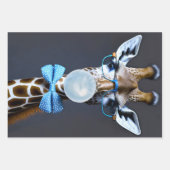 Giraffe die een bril dragen, boog stropdas blazen inpakpapier vel (Voorkant 3)