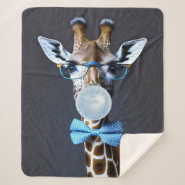 Giraffe die een bril dragen, boog stropdas blazen  sherpa deken