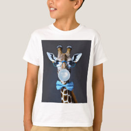 Giraffe die een bril dragen, boog stropdas blazen  t-shirt