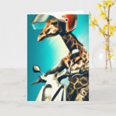 Giraffe die Helm draagt op motorrijwiel Moderne AI Kaart (Gele Bloem)