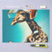 Giraffe die Helm draagt op motorrijwiel Moderne AI Tissuepapier (Craft)