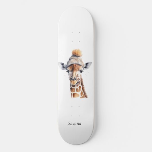 Giraffe die het pet van de winter aanpasbaar Poste Persoonlijk Skateboard (Voorkant)
