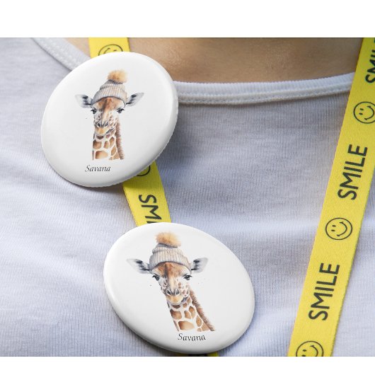 Giraffe die het pet van de winter aanpasbaar Poste Ronde Button 7,6 Cm