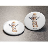 Giraffe die het pet van de winter aanpasbaar Poste Ronde Button 7,6 Cm