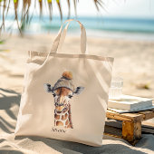 Giraffe die het pet van de winter aanpasbaar Poste Tote Bag