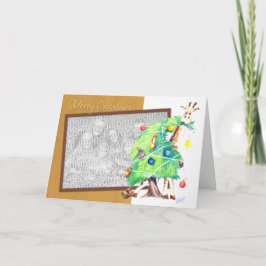 Giraffe die Kerstboom eten Feestdagen Kaart