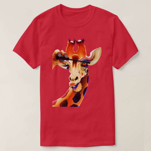 Giraffe die Mascara Eyelashes toepast T-shirt (Design voorkant)