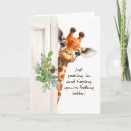 Giraffe die om de deur gluurt voelt zich beter kaart